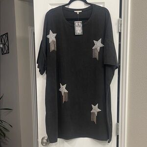 Black Star Embellished Midi Dress